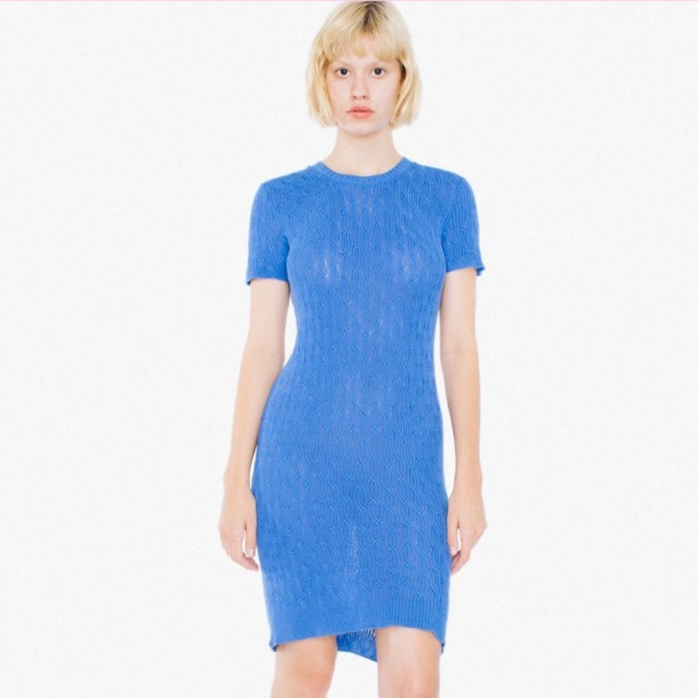 BLUE CABLE KNIT DRESS